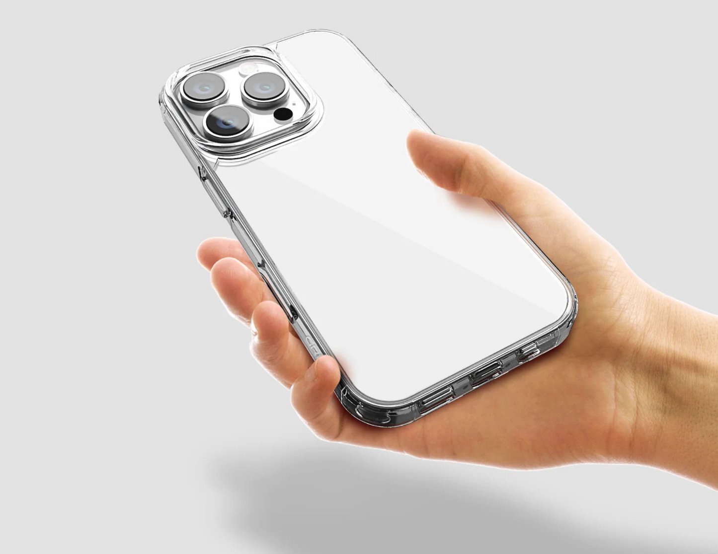 GRIPP Clear Case showcasing its ultra-transparent, anti-yellowing material.