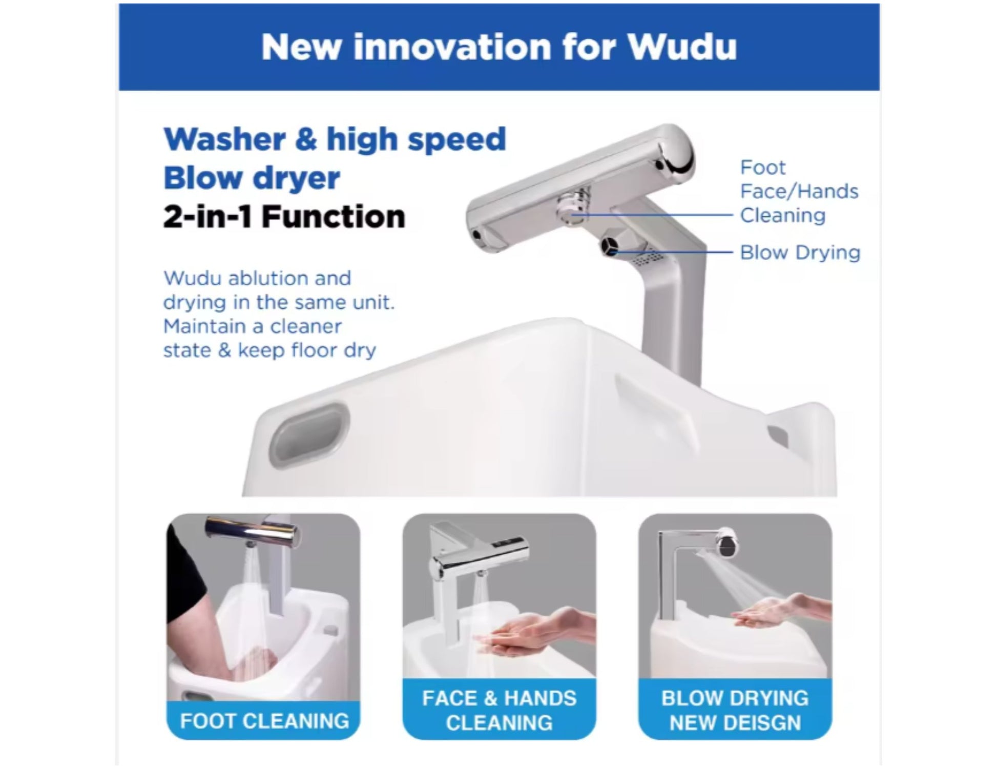 Innovia INNV-PW10 Wudu Machine 2.5L capacity sensor activated with built-in dryer available in Qatar