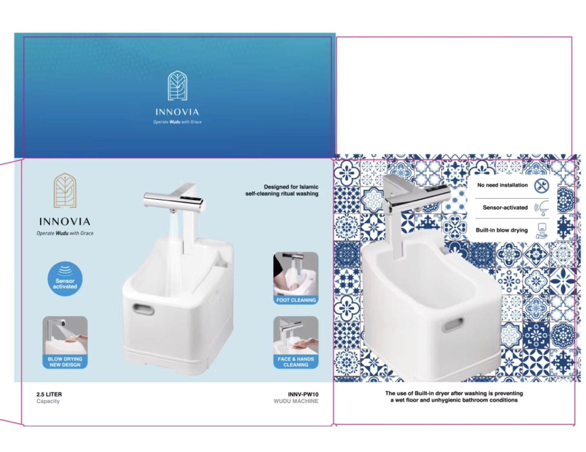 Innovia INNV-PW10 Wudu Machine 2.5L capacity sensor activated with built-in dryer available in Qatar