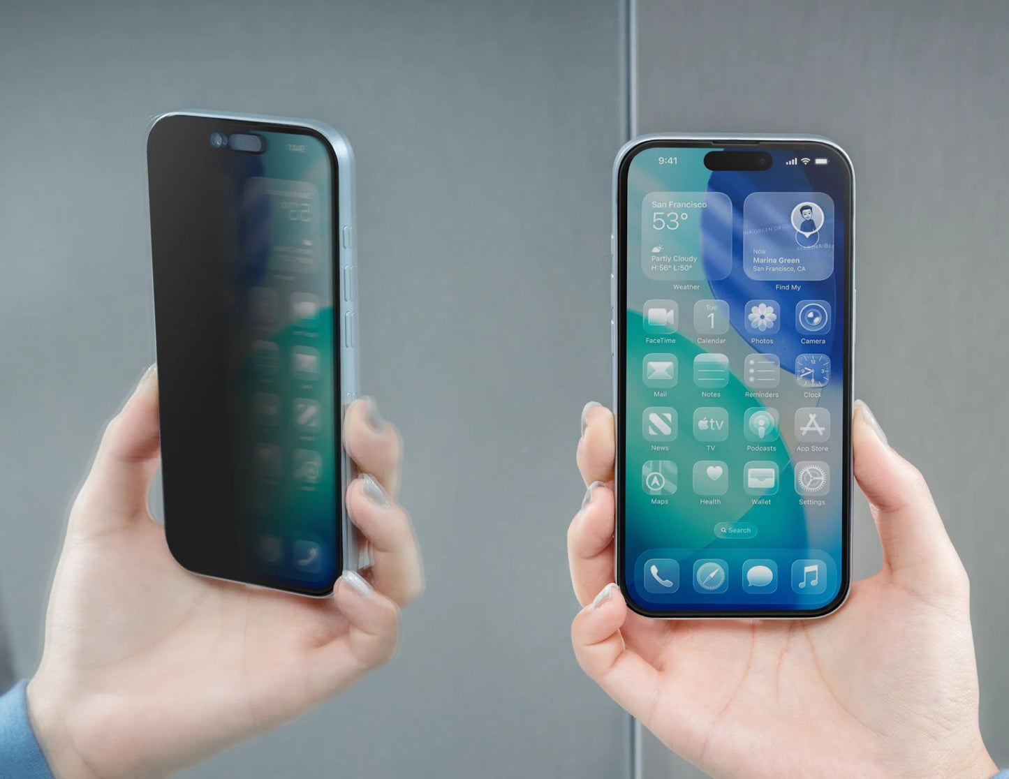 MagEasy Vetro Privacy Tempered Glass Screen Protector for iPhone 17 Series, 56° privacy angle, ultra-thin 9H tempered glass, anti-fingerprint, bubble-free install, at Thabthaba Store Qatar