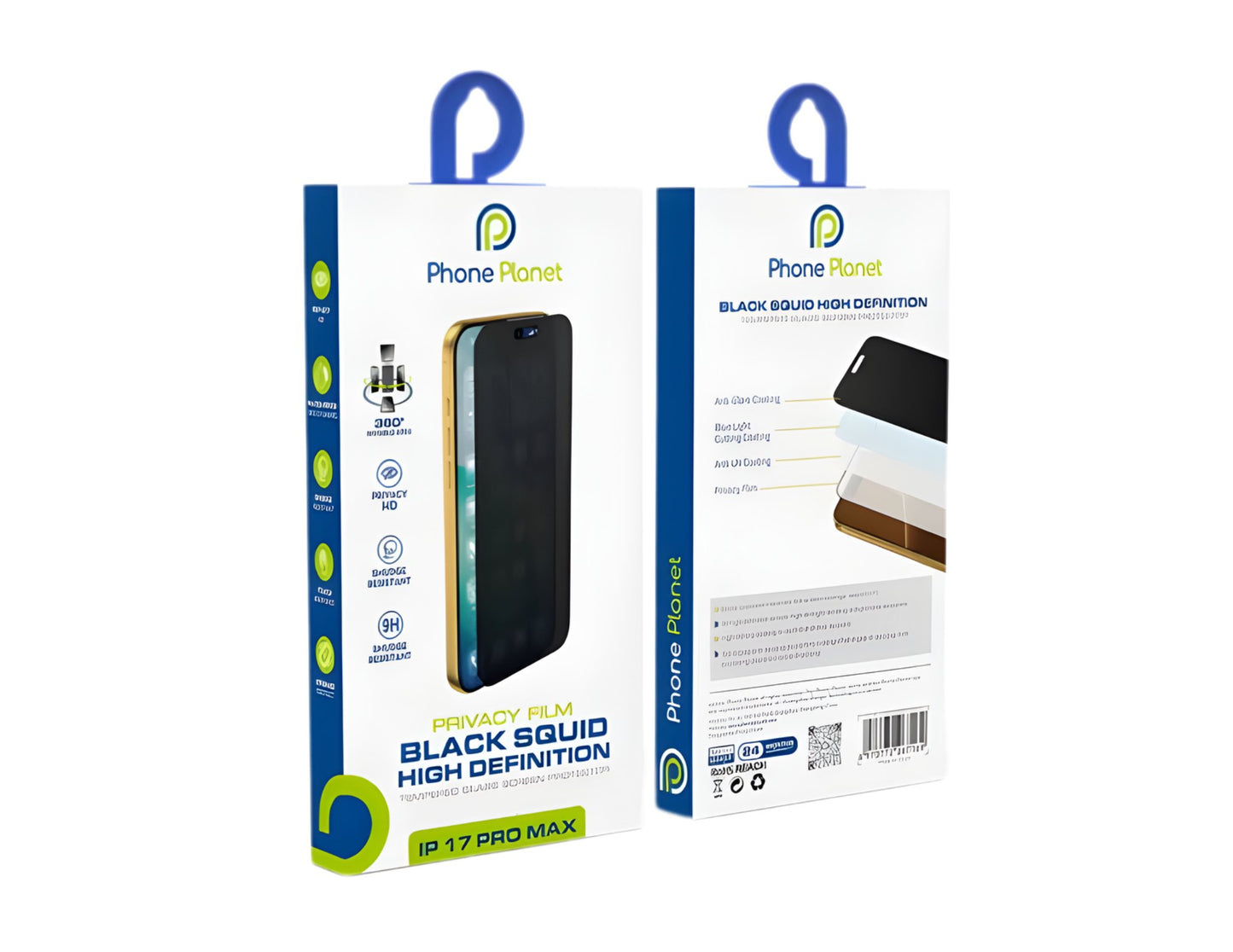 Phone Planet Black Squid 360° privacy tempered glass for iPhone 17 Pro Pro Max Qatar