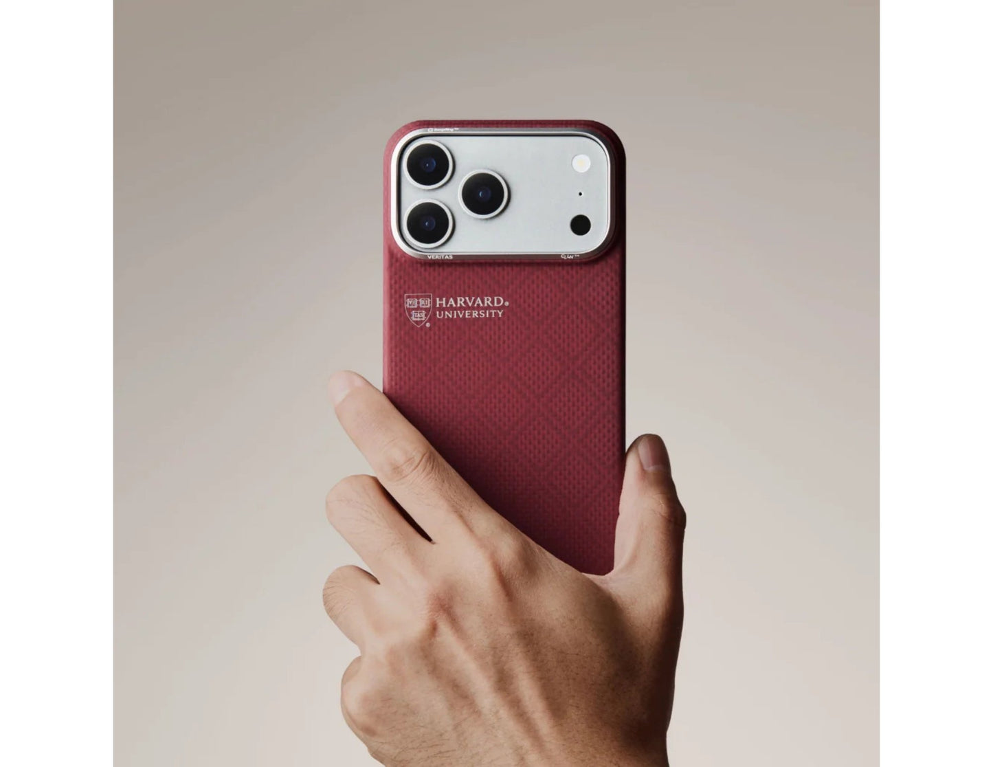 PITAKA Harvard Crimson Edge ultra-slim MagSafe case for iPhone 17 Pro and Pro Max.