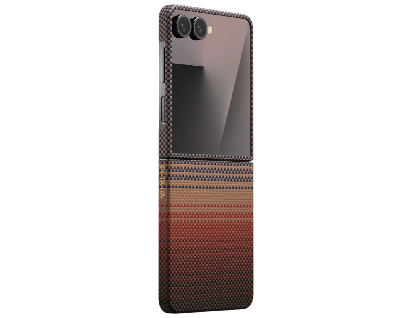Pitaka Ultra-Slim aramid fiber case for Samsung Galaxy Z Flip 7 with Fusion Weaving, MagSafe compatible, available in Sunset and Moonrise, at Thabthaba Store Qatar
