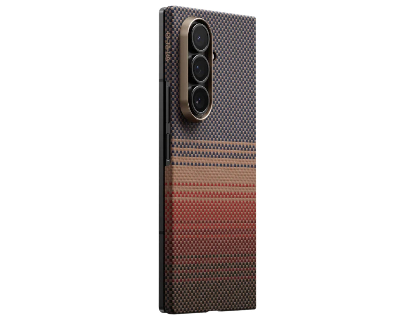 Pitaka Ultra Slim Rear Case for Samsung Galaxy Z Fold 7 with Fusion Weaving aramid fiber, MagSafe compatible, shown in Sunset and Moonrise colors, at Thabthaba Store Qatar
