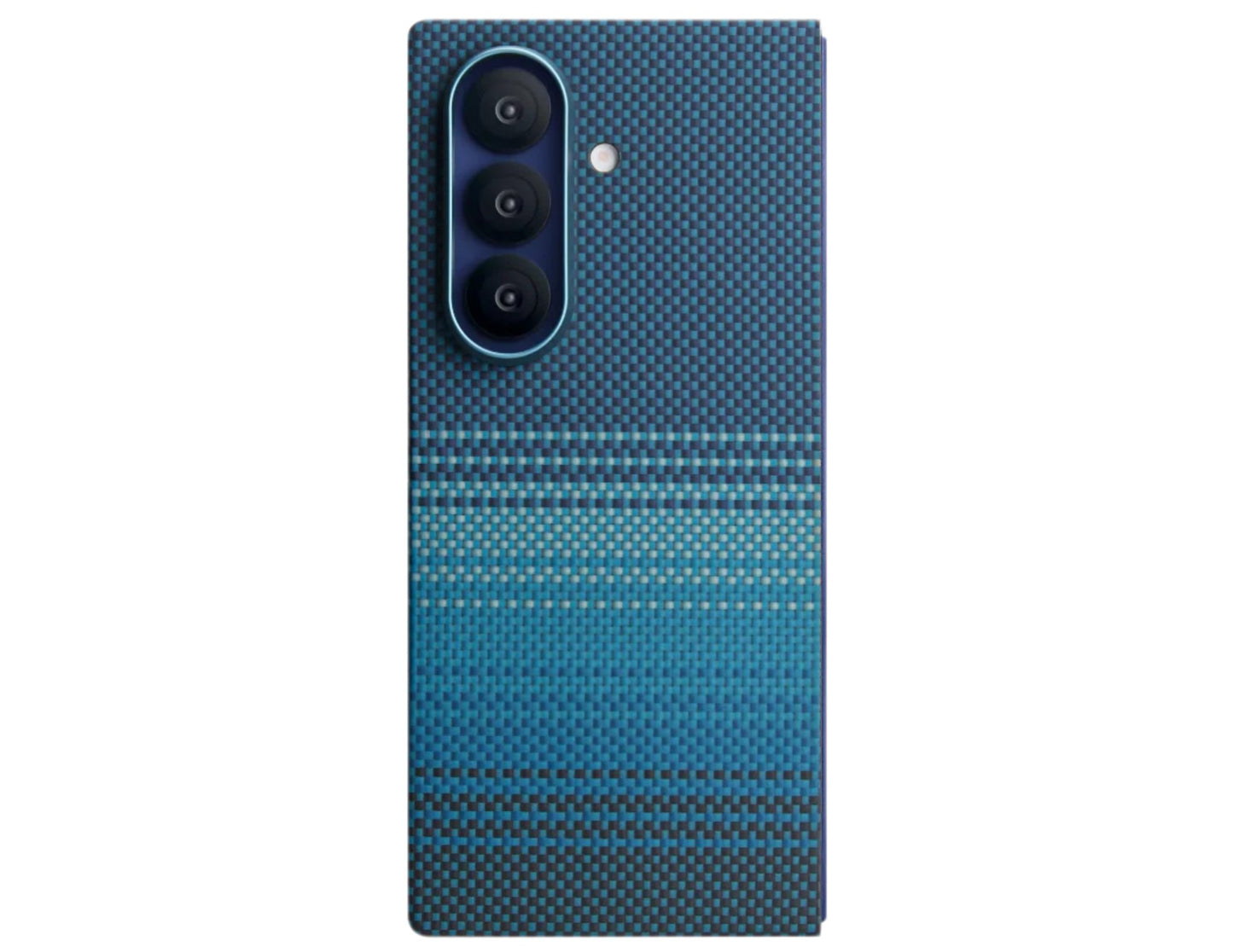 Pitaka Ultra Slim Rear Case for Samsung Galaxy Z Fold 7 with Fusion Weaving aramid fiber, MagSafe compatible, shown in Sunset and Moonrise colors, at Thabthaba Store Qatar