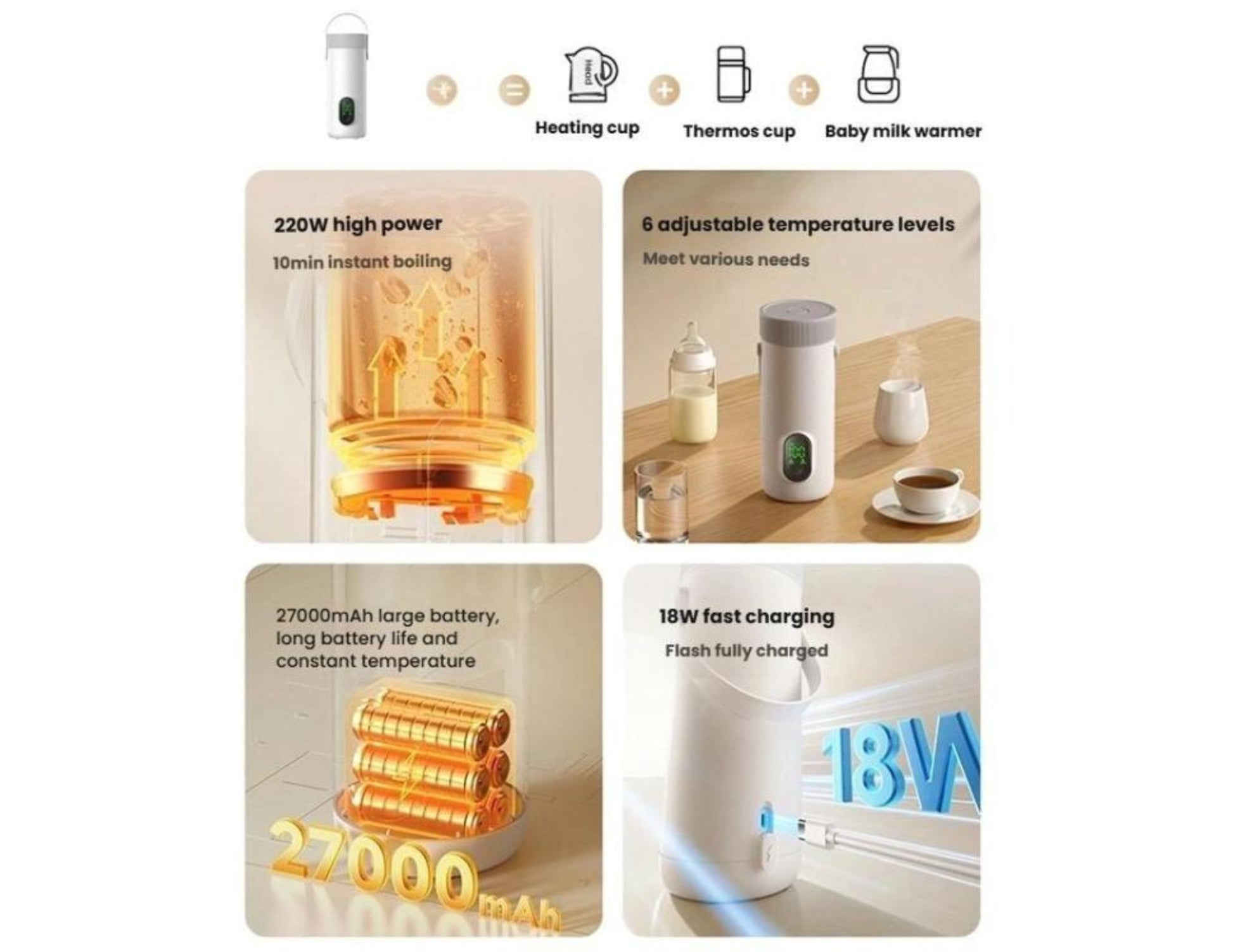 Rechargeable Kettle RK-3 27,000mAh Wireless Portable Stainless Travel Kettle Qatar