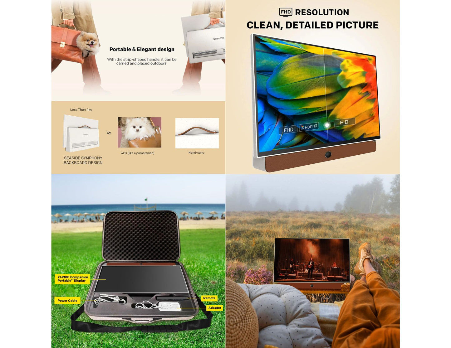 Skyworth Portable 24-inch Smart TV 24LP60G with Battery and Carrying Case available in Qatar
