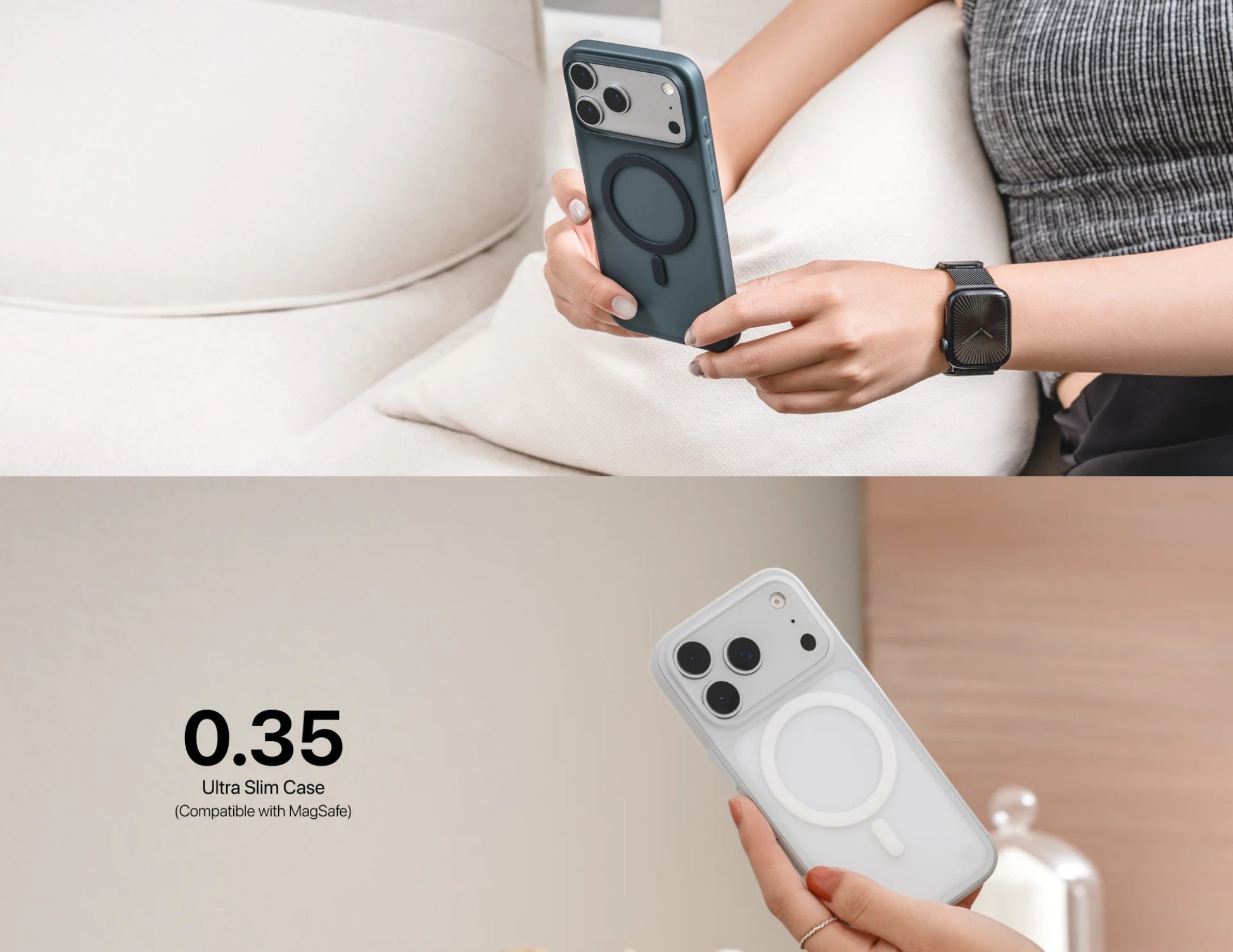 SwitchEasy 0.35 M O-Ring Ultra Slim MagSafe case for iPhone 17 Series, ultra-thin clear design with O-Ring magnetic support, anti-fingerprint, at Thabthaba Store Qatar