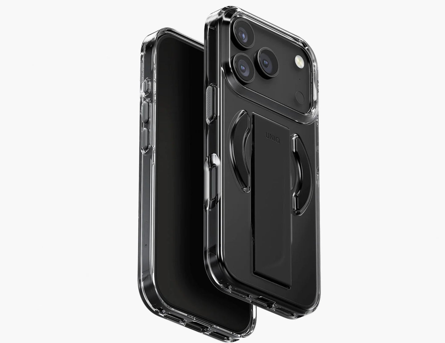 Uniq Heldro Air Slim FlexGrip™ Magnetic Case for iPhone 17 Pro & Pro Max, MagClick, clear anti-yellowing finish, wrist strap, at Thabthaba Store Qatar
