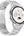 Silver smartwatch with a detailed face on a white background