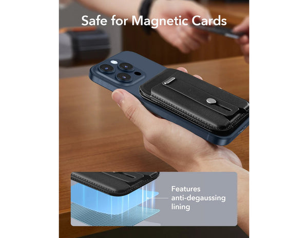 حامل محفظة ESR Grip (HaloLock) - حامل بطاقات متوافق مع MagSafe مع حامل قابل للتعديل - أسود وبني