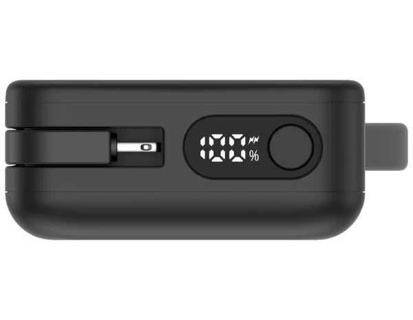 Black electronic device with digital display on a white background
