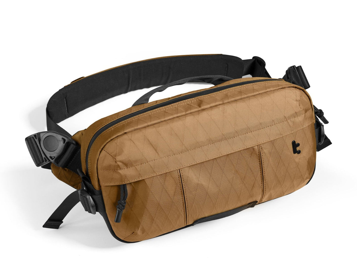 Tomtoc Wander-T26 X-Pac Daily Sling Bag – Brown (T26S1K1) with black straps on a white background