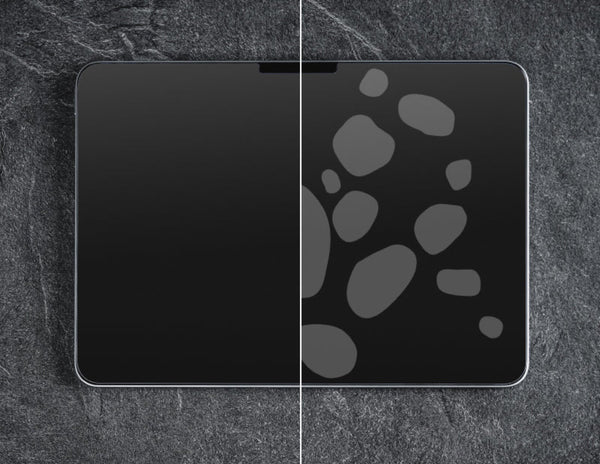 Black screen protector comparison on a textured surface