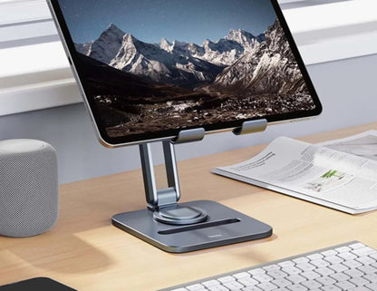 Baseus Desktop Biaxial Foldable Metal Tablet Stand (Rotatable Stand) B10431801811-00 – Grey