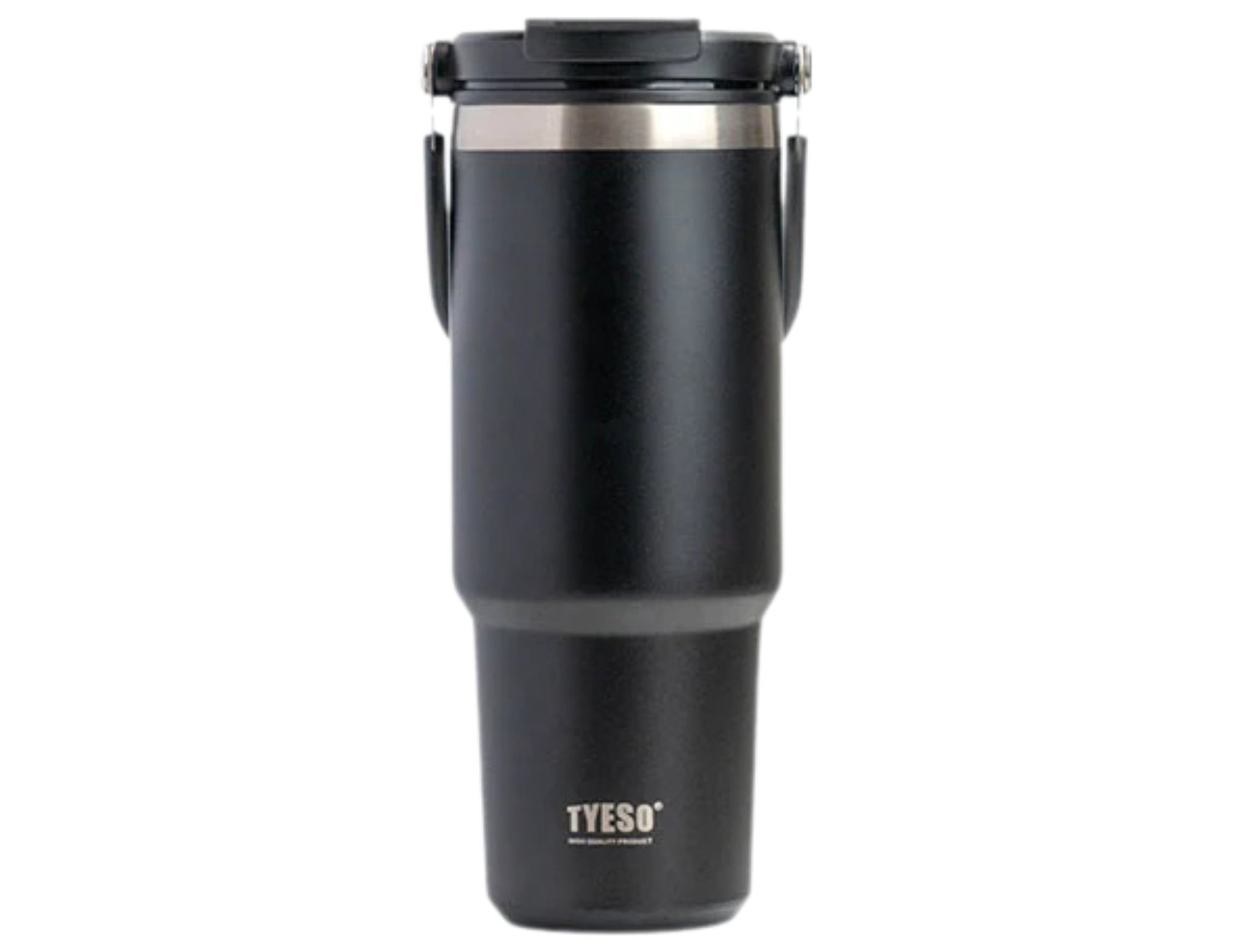 Black Tyeso TS-8828 Vacuum Insulated Tumbler 900ML – With Handle & Straw Lid on a white background