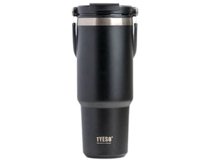 Black Tyeso TS-8828 Vacuum Insulated Tumbler 900ML – With Handle & Straw Lid on a white background