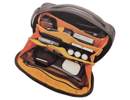 Open Vyvylabs Sorter Pouch Outdoor Waterproof Bag Black – VLXZ-BK with electronic devices on a white background