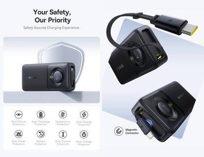 Charging accessories with safety features on a white background