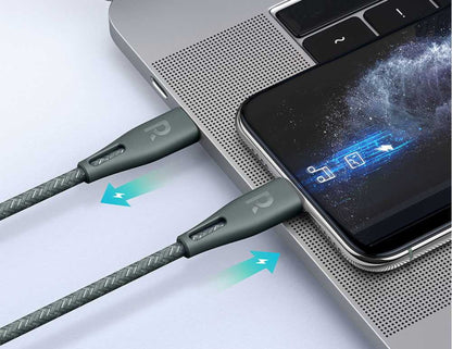 كابل RAVPower RP-CB1003 بطول 0.3 متر من النوع C إلى Lightning مضفر من النايلون - شحن سريع PD