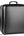 Black carbon fiber-patterned hard-shell suitcase on a white background