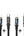 Set of five charging cables with digital displays on a white background