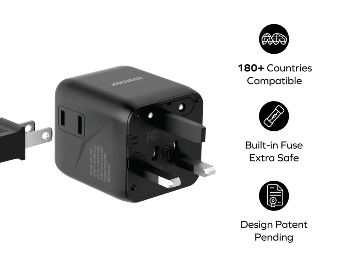 Momax 1-World Universal Travel Charger with Dual AC Outlets – UA19D / UA19W