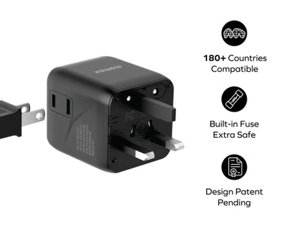 Momax 1-World Universal Travel Charger with Dual AC Outlets – UA19D / UA19W