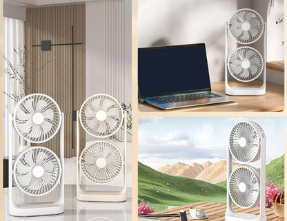 Portable Double Head Desktop Fan F-052 - THABTHABA STORE