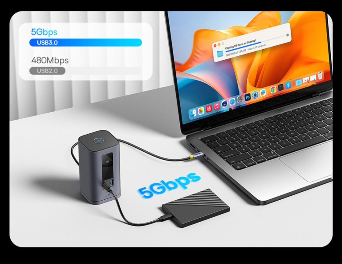 قاعدة إرساء Baseus Spacemate Series 10 في 1 (Mac) B00568102813-00 رمادية اللون