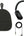 Black headphones with carrying case and cables on a white background