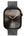 Smartwatch with black face and gray mesh band on white background