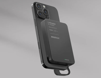 Momax F.Pass+ Magnetic Power Bank 10000mAh with USB-C Cable, 30W Fast Charging, Ultra-Compact