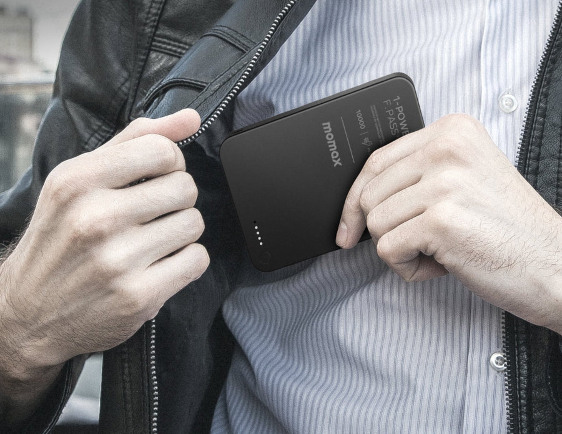 Momax F.Pass+ Magnetic Power Bank 10000mAh with USB-C Cable, 30W Fast Charging, Ultra-Compact
