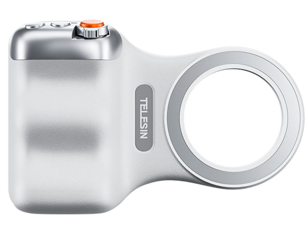 Silver camera lens with 'Telesin' branding on a white background
