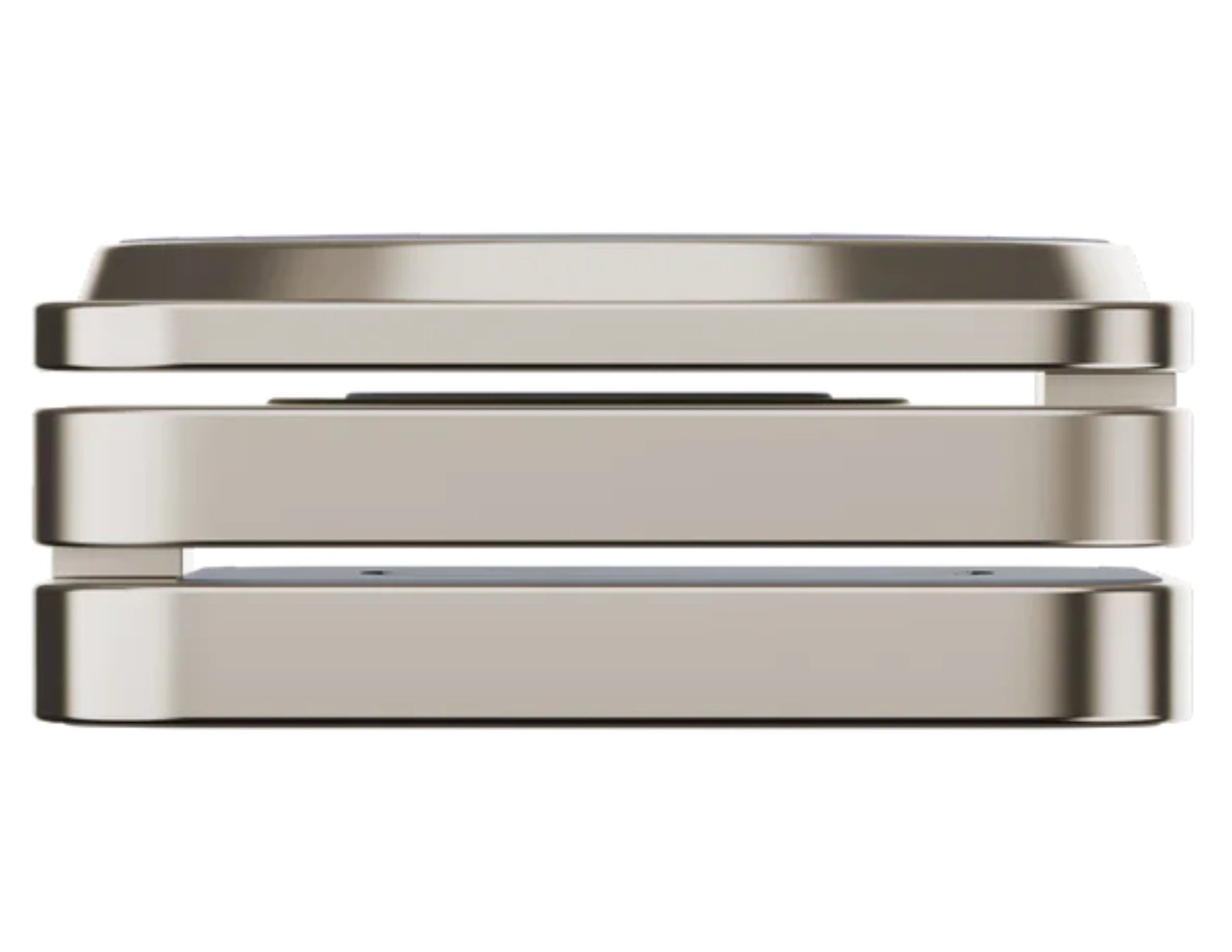 Metallic rectangular object on a white background