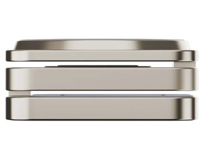 Metallic rectangular object on a white background