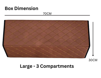 صندوق تخزين جلدي منظم لصندوق السيارة - 3 أقسام كبيرة