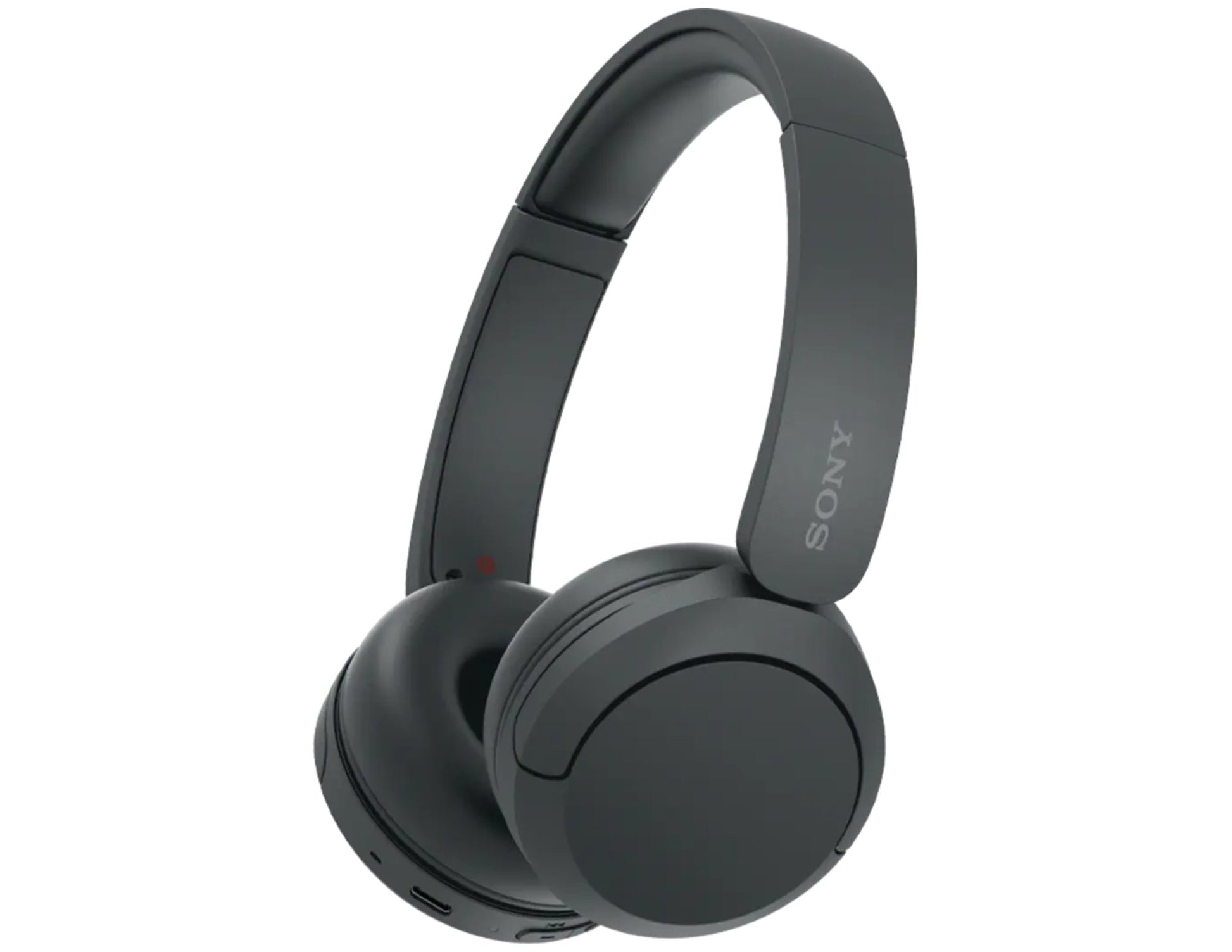 Gray Sony headphones on a white background
