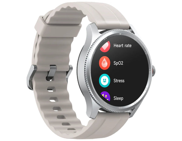 Smartwatch with a gray band on a white background