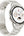 Silver smartwatch with a detailed face on a white background