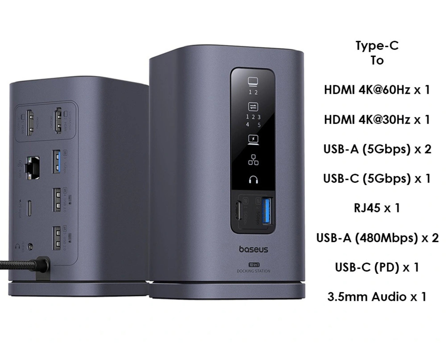 قاعدة إرساء Baseus Spacemate Series 10 في 1 (Mac) B00568102813-00 رمادية اللون