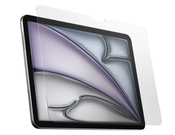 Smartphone with a clear screen protector on a white background