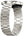Silver metal watch band on a white background