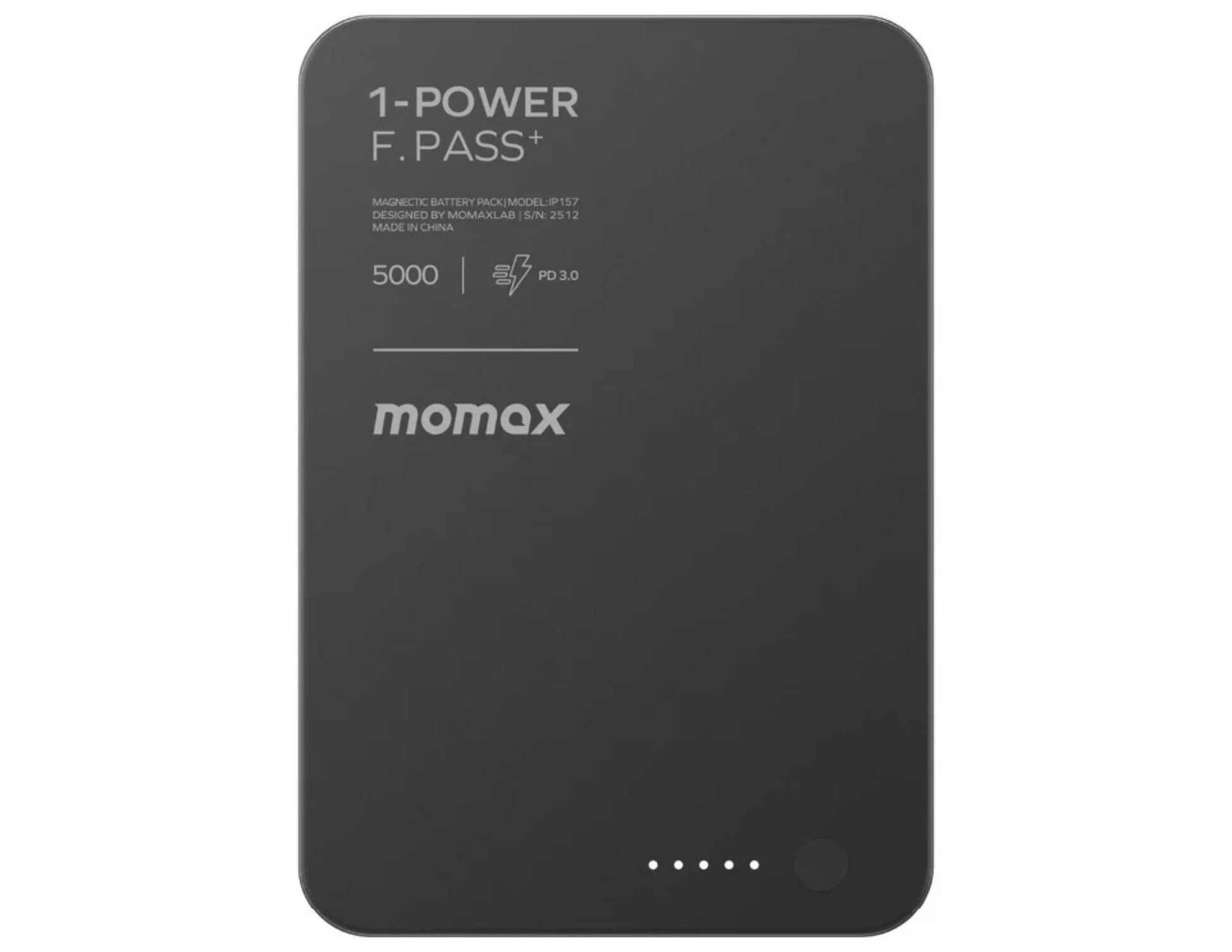 Momax F.Pass+ 5000mAh Magnetic Power Bank with USB-C Cable, 20W Fast Charging, Ultra-Slim Design