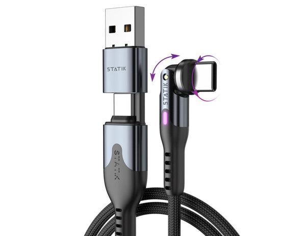 USB cable with earbud connector on a white background