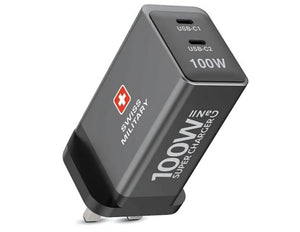 Swiss Military 100W GaN II Super Charger Dual USB-C – SM-PH-GaN II-2C-GRY on a white background
