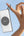 Hand holding a white rectangular device with a gray circular component against a light blue background.