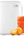 PAWA Mini Refrigerator 10L PW10LMR-WH with a glass of juice and oranges on a white background