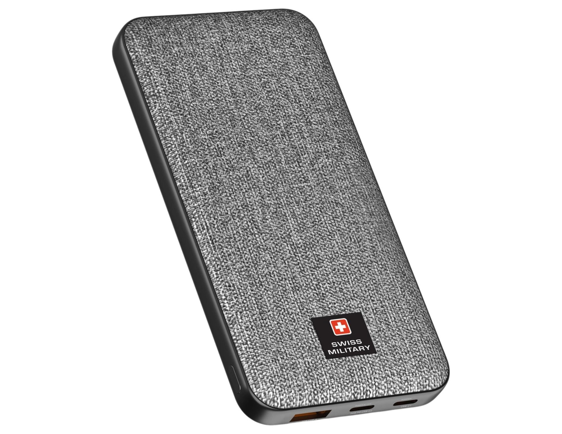 Gray Swiss Military Power House 10000mAh USB-C 20W Power Bank – SM-PB-10K-2C1A on a white background